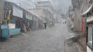 Super Heavy Rain and Thunderstorms | Powerful Storm Accompanied by Wind in My Village