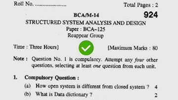2014 Kuk BCA 2nd Sem Reappear Structure System Analysis & Design Question Paper