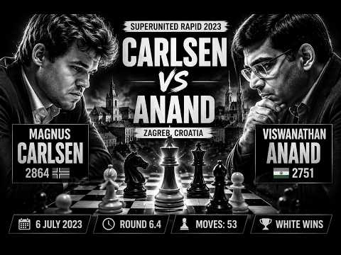 Magnus Carlsen vs Viswanathan Anand ♟️ SuperUnited Rapid 2023 (Full Game)♟️