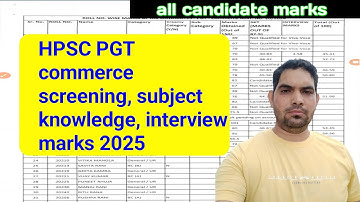 Hpsc PGT Commerce Roll no Wise Sujbect knowledge test Interview marks 2025 / PGT Commerce marks