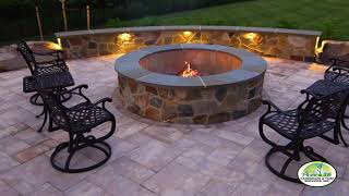 Outdoor Fire Pit  Interlocking Paver Patio with Retaining/Sitting Wall