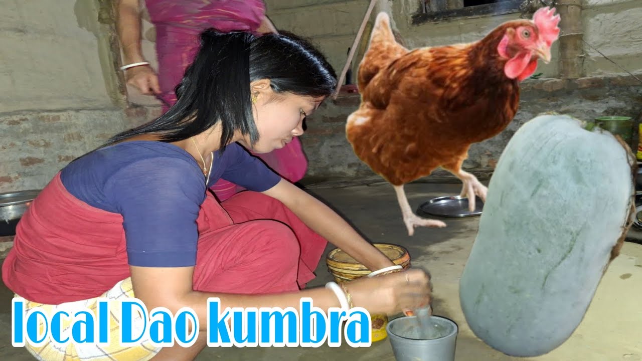 Local chicken with ash guard ll Dao jwng kumbra Bodo village cooking simple way 👌 😋