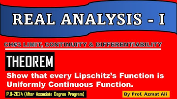 Show that every Lipschitz  Function is  Uniformly Continuous Function || Real Analysis-I