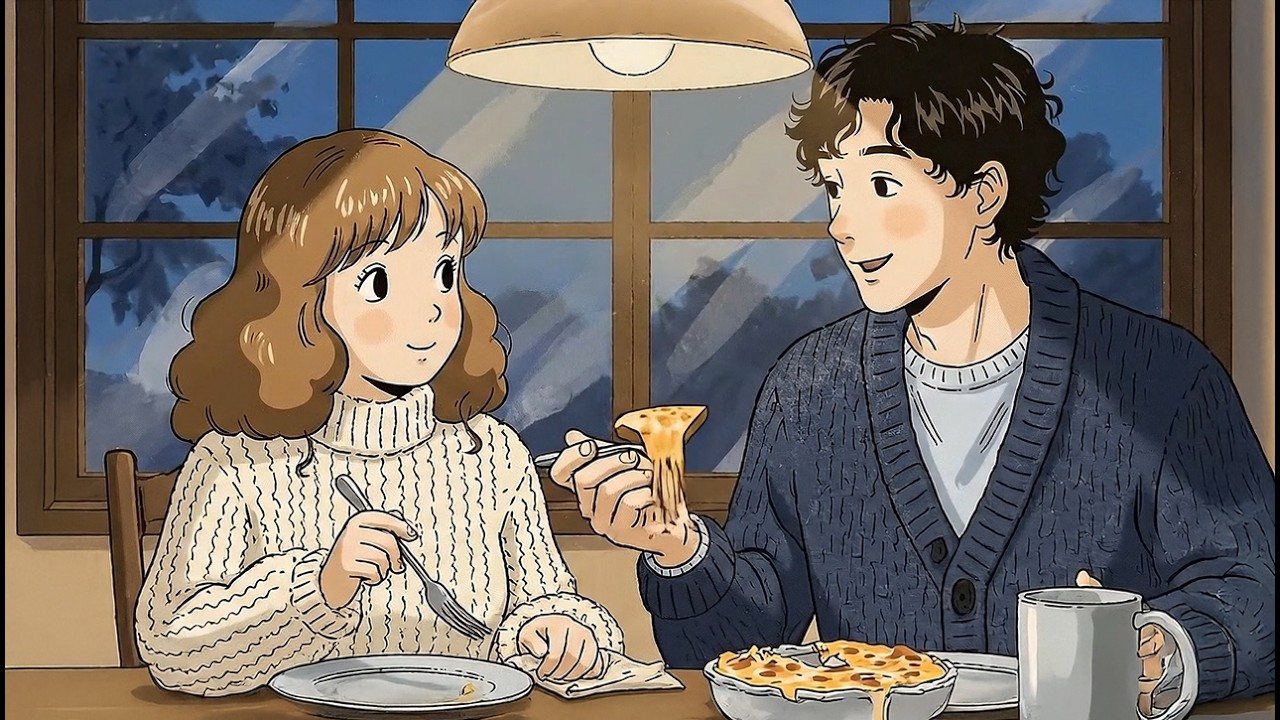 cooking western comfort food with my darling - cozy new year in japan - ghibli style vlog