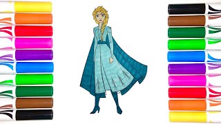 Elsa from Frozen Coloring with Markers | Frozen 2 Coloring pages