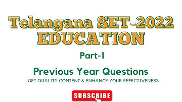 Telengana SET Education Question Paper 2022 Part 1 | SET, UGC NET & Assistant Professor Exams