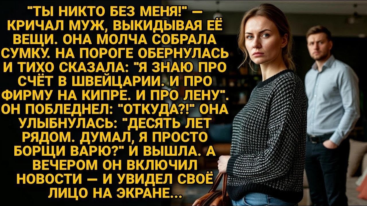 «ТЫ НИКТО БЕЗ МЕНЯ!» — кричал муж  Она молча собрала сумку   А вечером он увидел себя в новостях