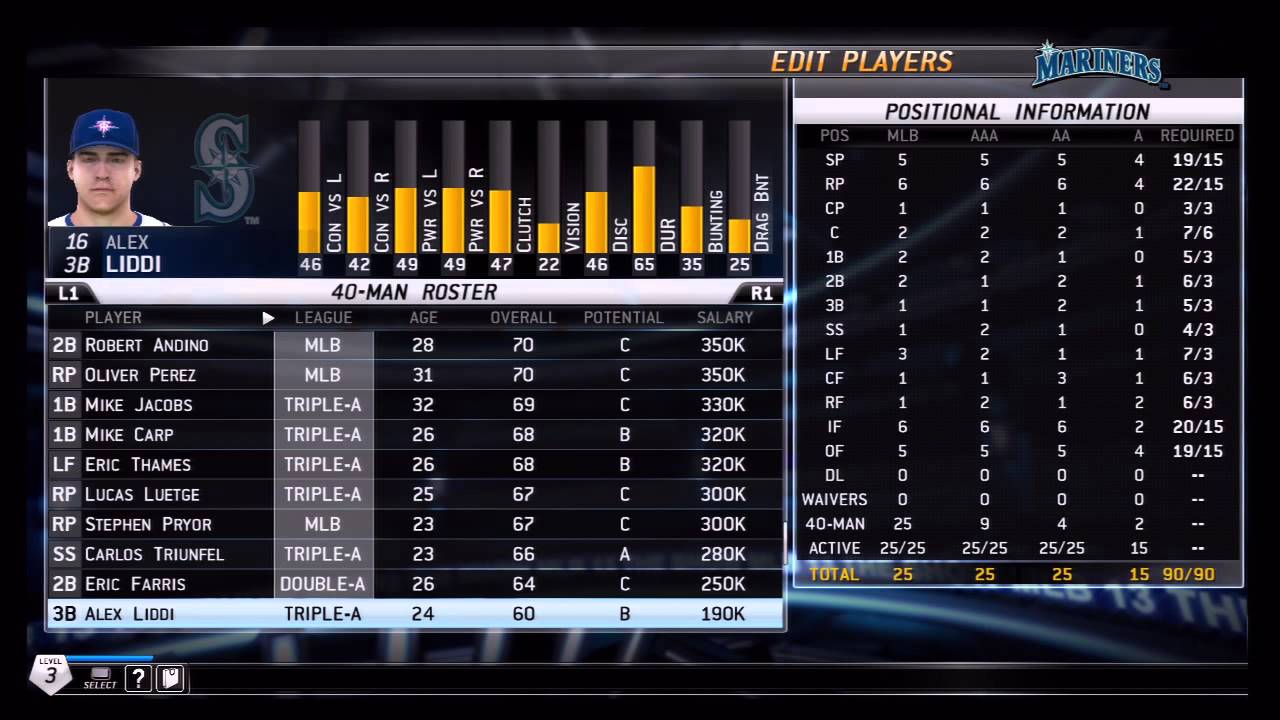 MLB 13 THE SHOW 40 man rosters YouTube
