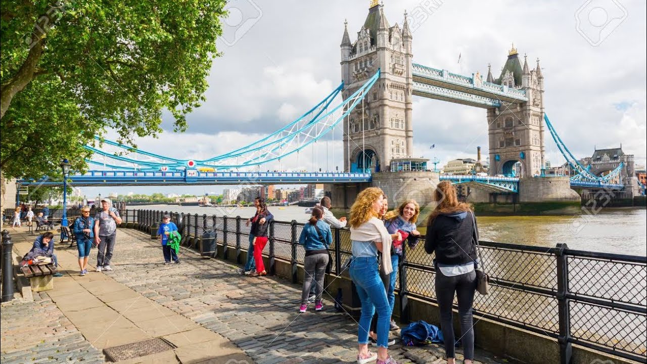 Walking across the top of Tower bridge london