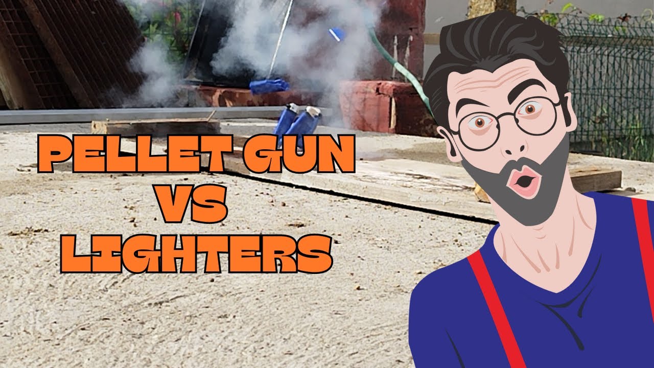 Can a pellet gun pierce 4 lighters? 🤯 Explosive Experiment!