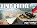 SnowRunner: SKI JUMP BATTLE! CAT 770G vs CAT 745C vs LARC BERTHA!!