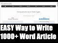 How to Create 1000+ Words Article Content EASY! With PLR Articles