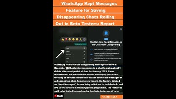 WhatsApp Kept Messages Feature for Saving Disappearing Chats Rolling Out to Beta Testers: R|#shorts