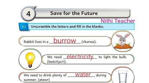 Class 4 term 2 English unit 4 save for the future EE 2024-2025 English work book ans key pg no 44-54
