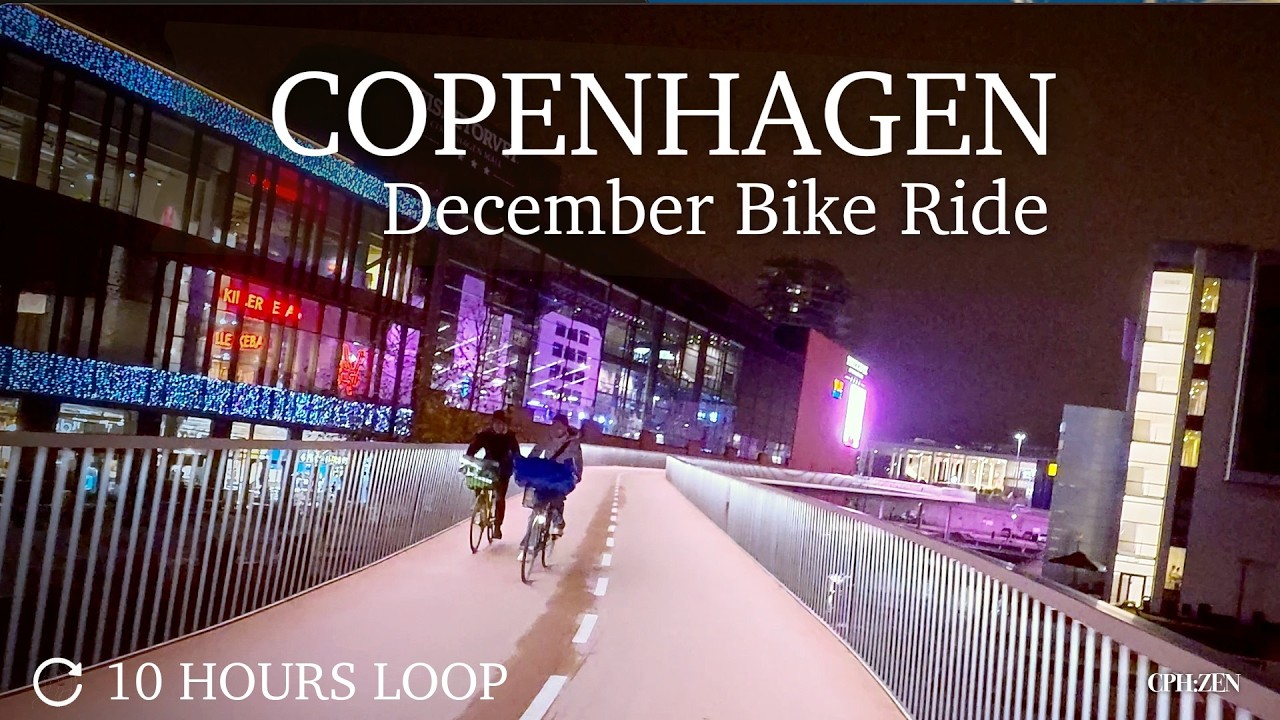🚲 Copenhagen December Bike Ride | 10 Hours Loop | Nordic Christmas Holiday Ambience POV ASMR 4K