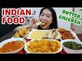 INDIAN FOOD FEAST! Butter Chicken, Naan, Biryani, Curry, Samosa & Palak Paneer • Mukbang Eating Show