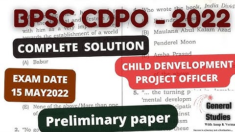 BPSC - CDPO - 2022 | Child development Project Officer Pre | Solution | 15 May 2022