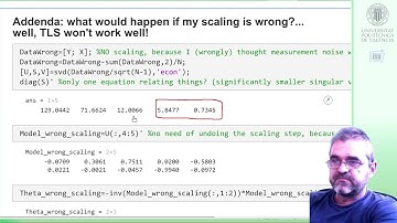Total Least Squares with 5 variables: Matlab example 2, wrong scaling