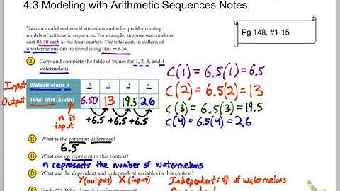 4.3 modeling with arithmetic sequences notes