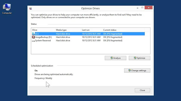 Windows 8.0 Professional -Use Defragment and Optimize Drives