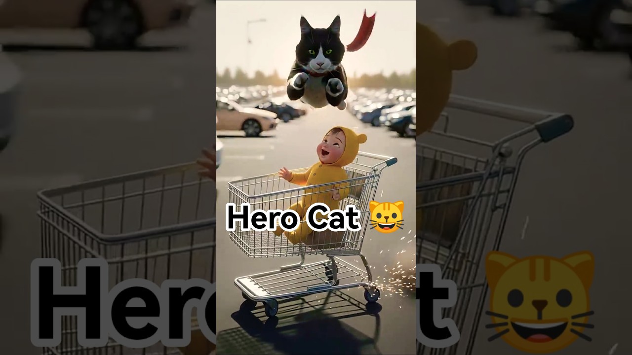 Hero Cat Saves Baby 🐱👶 | Runaway Cart Rescue 🛒