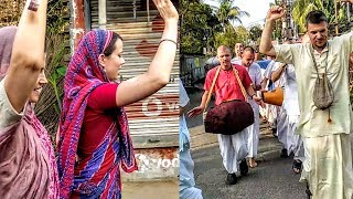 1. we went to mayapur with my family & watched that how gracefully
foreigners pilgrims singing dancing enjoy it. they are cheerful
active. ar...