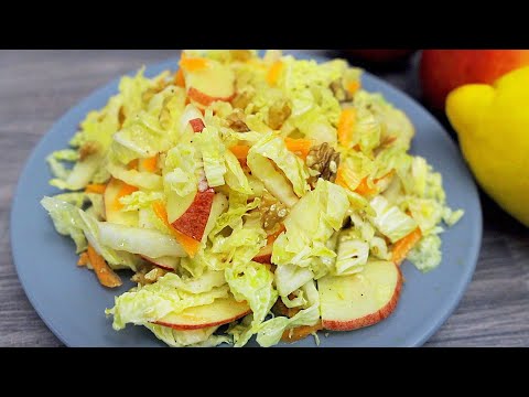 Chinese cabbage salad with apple and walnuts