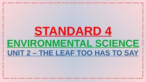 STD 4...EVS...UNIT 2...THE LEAF TOO HAS TO SAY ( PART - 1 )