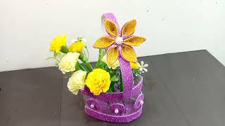 Waste Plastic Bottle Basket /Plastic bottle craft idea/Recycle plastic bottles making flower basket