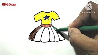 How to draw a dress for kids and toddlers|Kids wear dress drawing and colouring|#rkgdraw #kidsdress