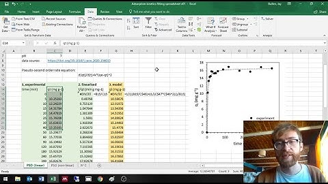 How to fit adsorption kinetic models using Microsoft Excel