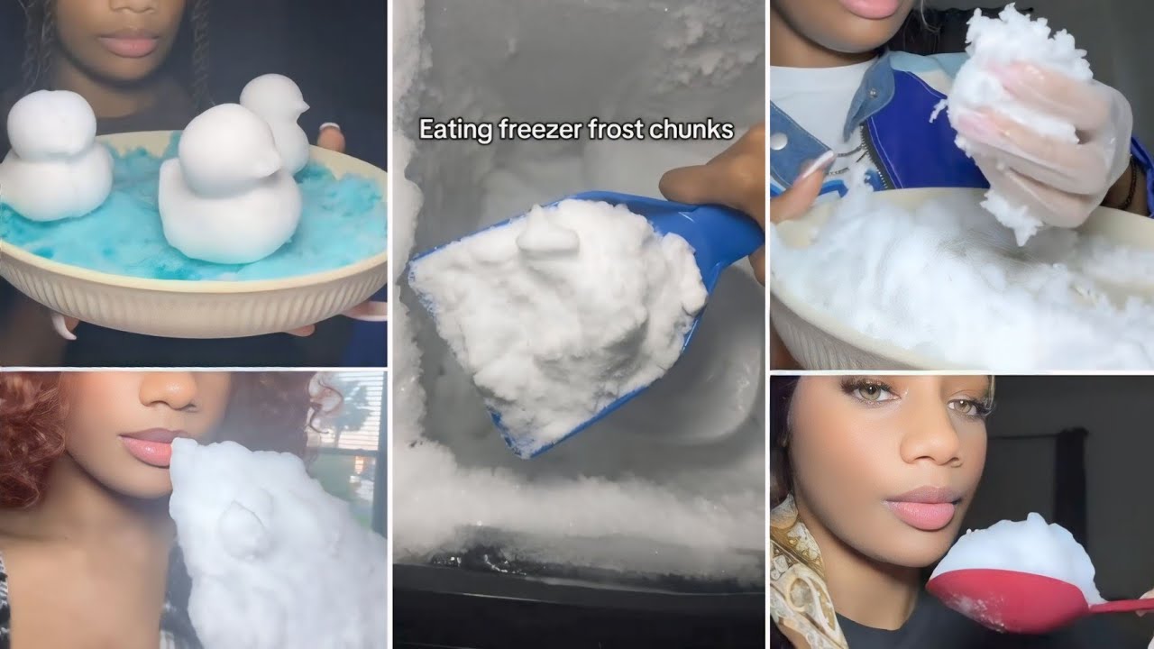 ICE EATING BOWL OF FROST, CHUNKS, PLATE OF FROST AND SOFT SPOONFUL COMPILATION TIKTOKER