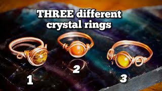3 EASY &amp; FUN Ways To Wire Wrap Crystal Bead Rings Tutorial ⭐️