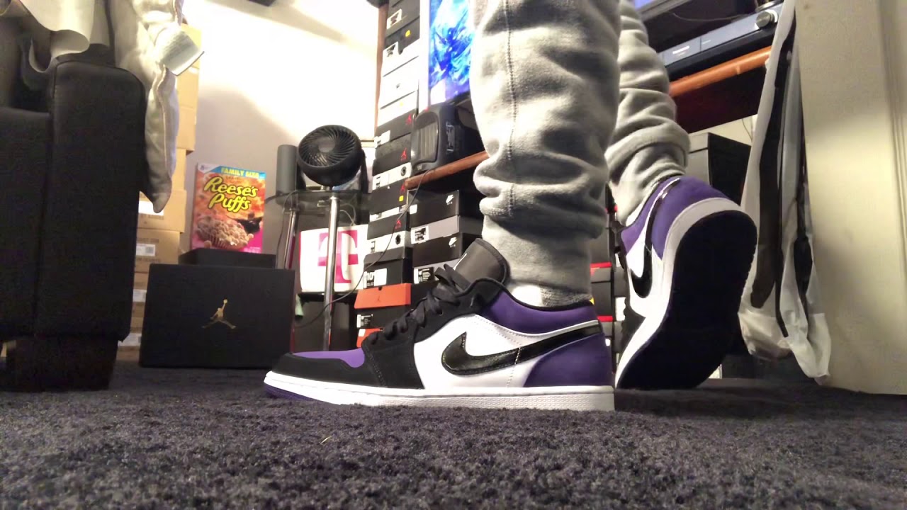 Court Purple Air Jordan 1 Low On Feet Youtube