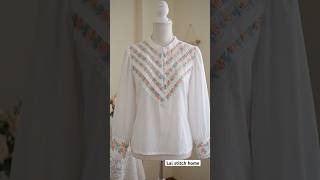Hand embroidery top design😍 #embroidery #art #shortvideo