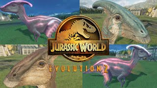 All 19 Parasaurolophus skins(dominion skins added) - Jurassic world evolution 2