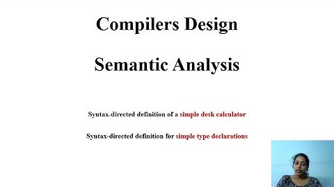 Semantic Analysis SDD Examples