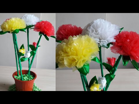 Poşetten Çiçek Yapımı - DIY Kendin Yap - Poşetten Neler Yapılır? / Plastic Flower Diy