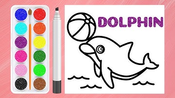 Bé tập vẽ và tô màu con cá heo - Dolphin drawing and coloring page for kid | Menggambar dan Mewarnai