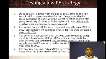 Session 8: Market Efficiency - Testing Market Beating Schemes
