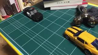 Transformers bumblebee vs barricade (Last stop motion without tripod in 2015)