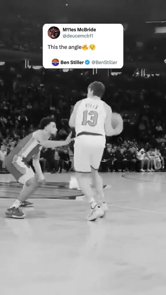 Ben Stiller captured this angle of Miles McBride’s dunk ? (via Benstiller/X, Deucemcb11/X)