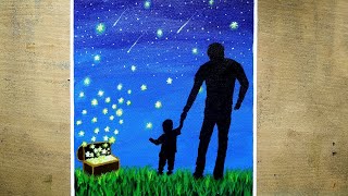 beginners acrylic painting night easy father