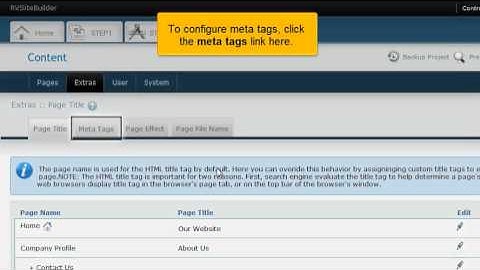 RVSiteBuilder 5 Tutorial Video 16 -- Configuring Site Extras