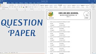 How to Create Multiple Choice Question Paper In MS-Word
