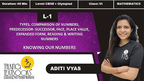 L-1 Types, Comparison of Numbers Face, Place Value l Knowing our Numbers Class 6 l Aditi Vyas l TTB
