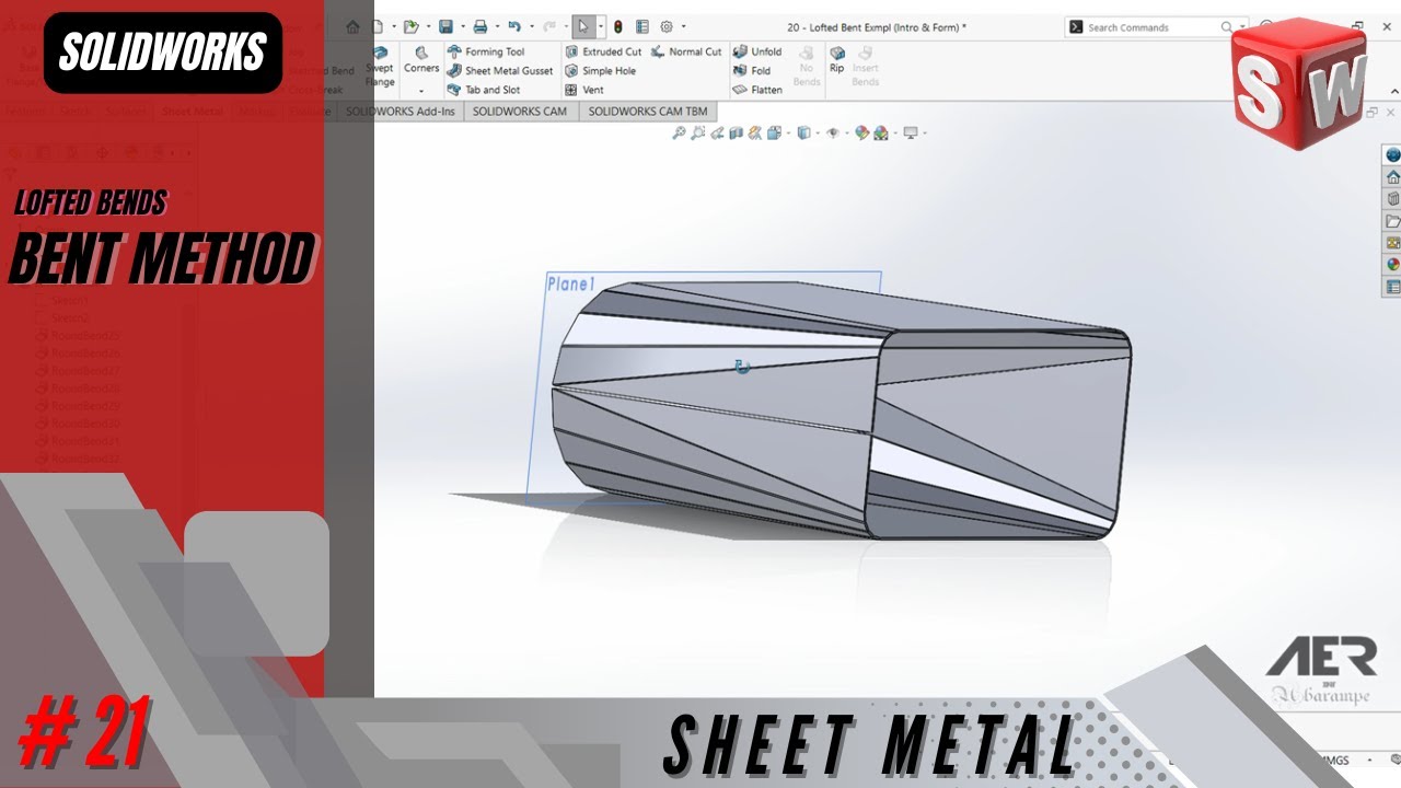 Lofted Bend (Intro & Formed Method) | Sheet Metal | Solidworks Tutorial ...