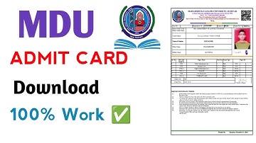 MDU Admit Card Download 2025 | MDU Exam Admit Card Kaise Nikale