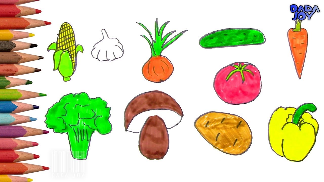 Aprende los colores verduras para niños|Aprender nombres vegetales para  niños|Cómo dibujar verduras - thptnganamst.edu.vn