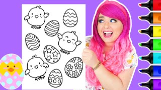 Coloring Easter Eggs & Baby Chicks Spring Coloring Page | Ohuhu Art Markers
